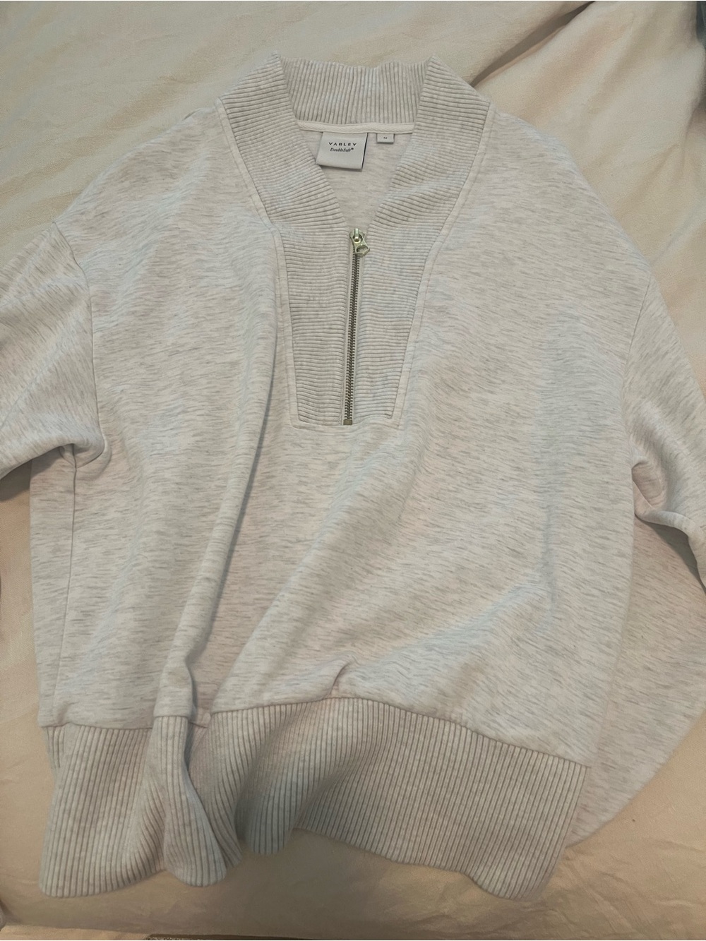 Varley Light Gray Quarter-Zip Pullover Sweater - Picture 1 of 5